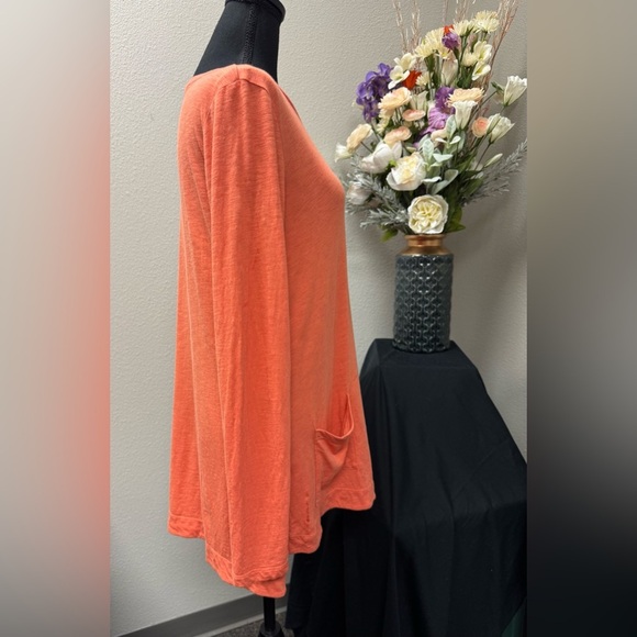 LOGO by Lori Goldstein Orange Long Sleeve Front Pocket Tunic size small - Picture 2 of 8